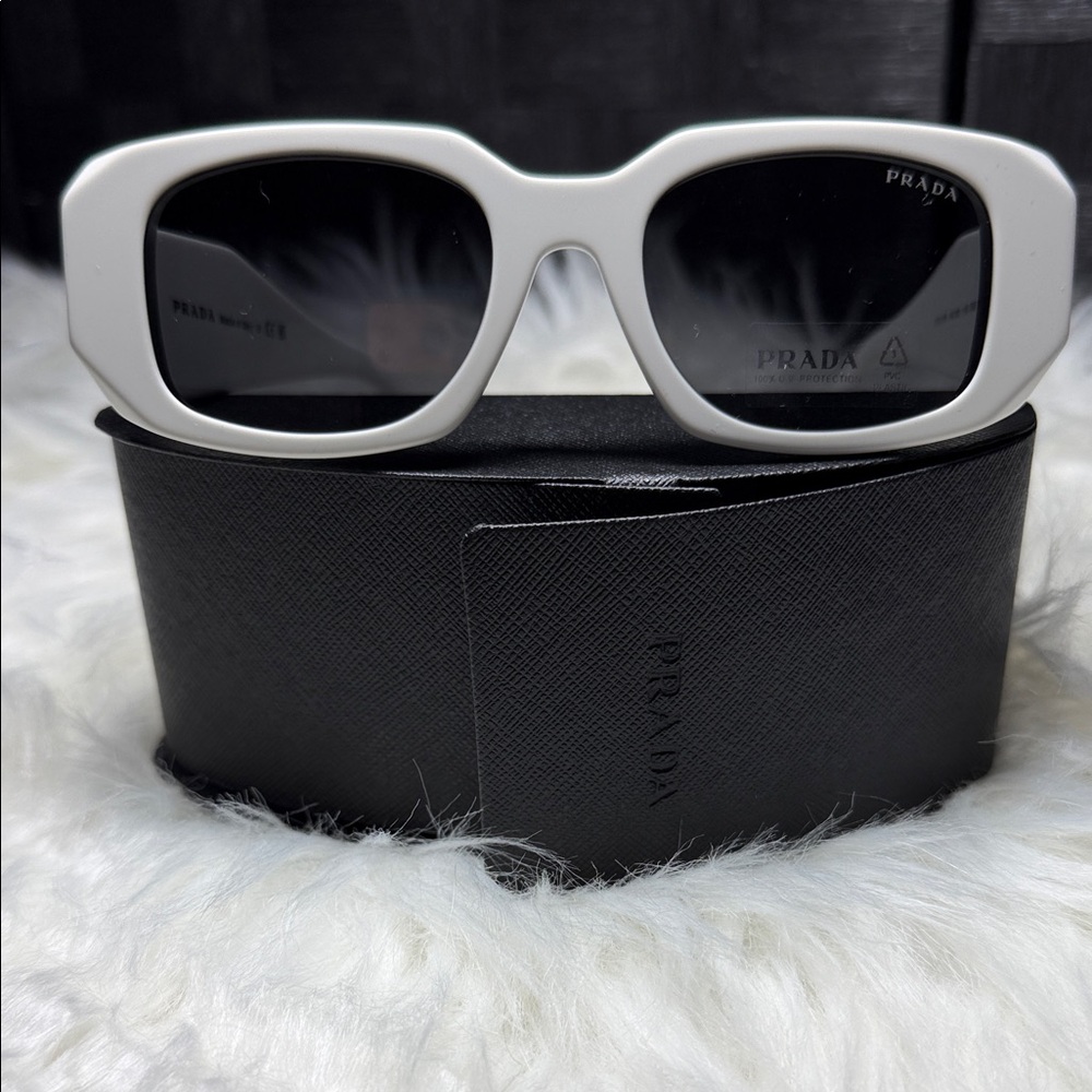 Prada Ivory Sunglasses with Black Lenses - Picture 1 of 6